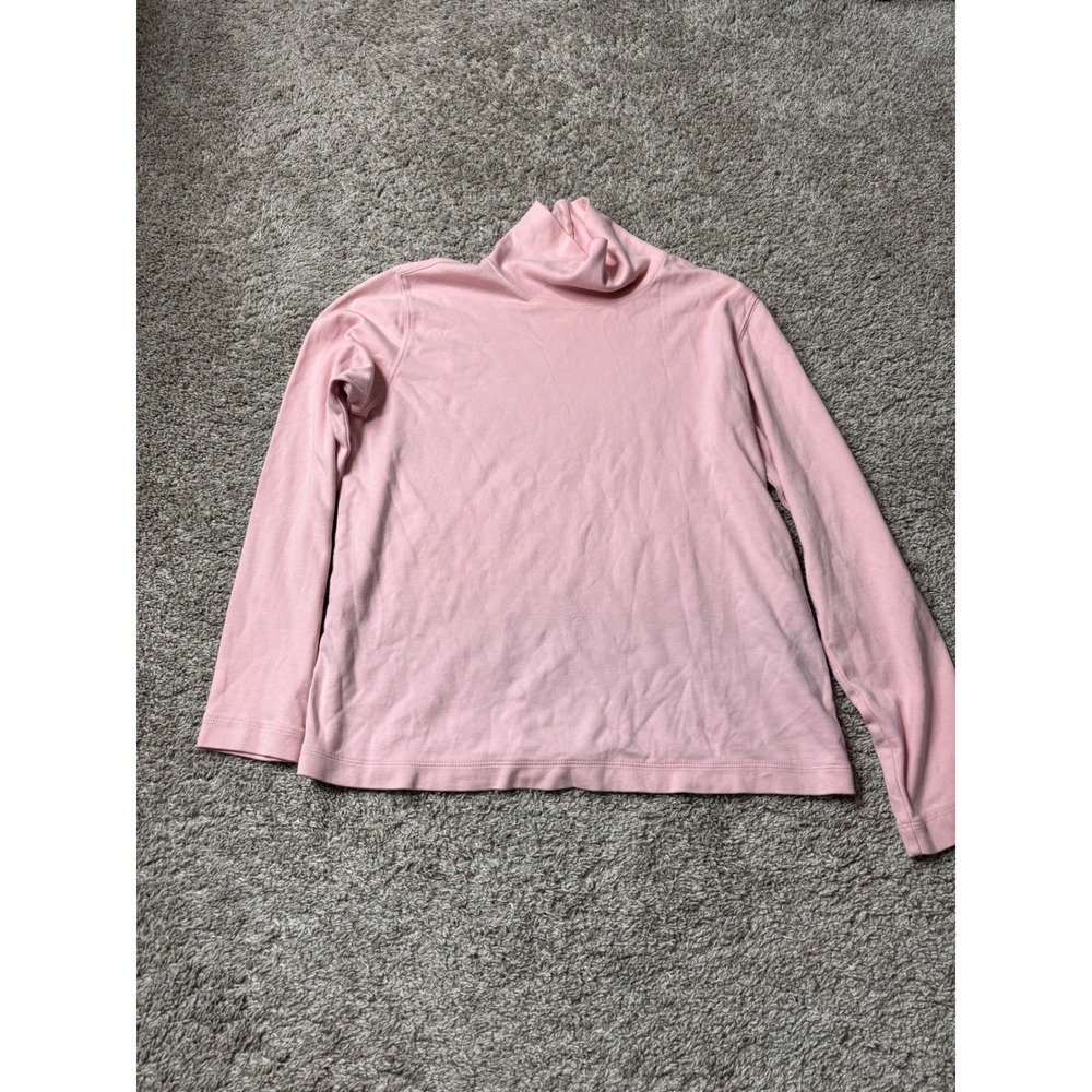 Lands End Pink Cotton Long Sleeve Turtleneck Top XS 2-4 DLN98L